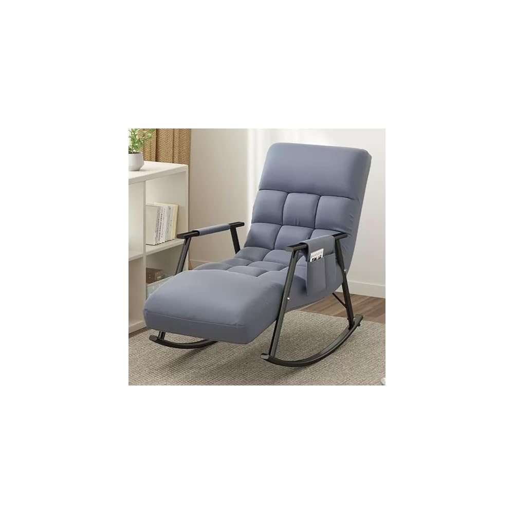 LSLYTQ Adjustable High Backrest Comfort Recliner Rocking Chair - Upholstered Recliner for Living Room and Bedroom - Relax Lounge Chair with Armrest Side Pocket