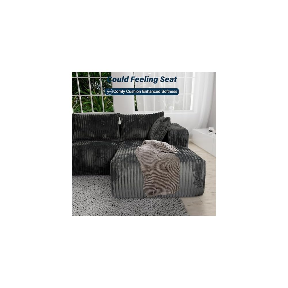 Ribilake 101" Dark Grey Boneless Couch