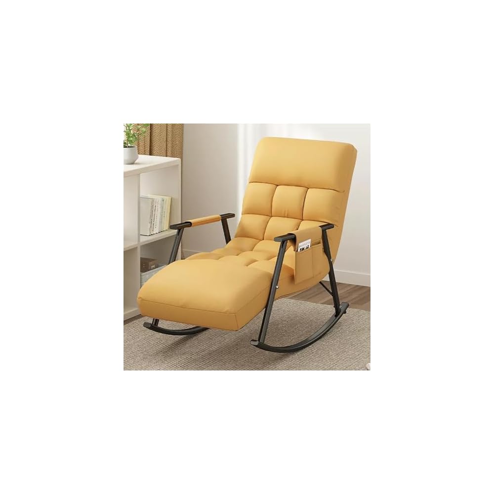 LSLYTQ Adjustable High Backrest Comfort Recliner Rocking Chair - Upholstered Recliner for Living Room and Bedroom - Relax Lounge Chair with Armrest Side Pocket