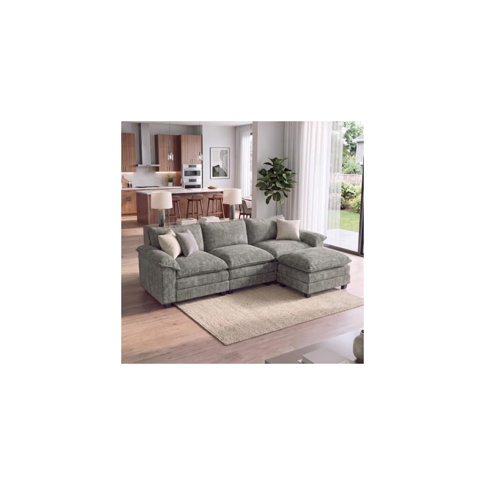 Homall 118.9" L Shaped Cloud Couch, Modular Sectional Sofa for Living Room