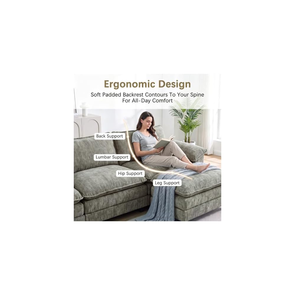 Homall 118.9" L Shaped Cloud Couch, Modular Sectional Sofa for Living Room