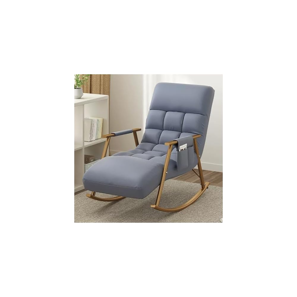 LSLYTQ Adjustable High Backrest Comfort Recliner Rocking Chair - Upholstered Recliner for Living Room and Bedroom - Relax Lounge Chair with Armrest Side Pocket