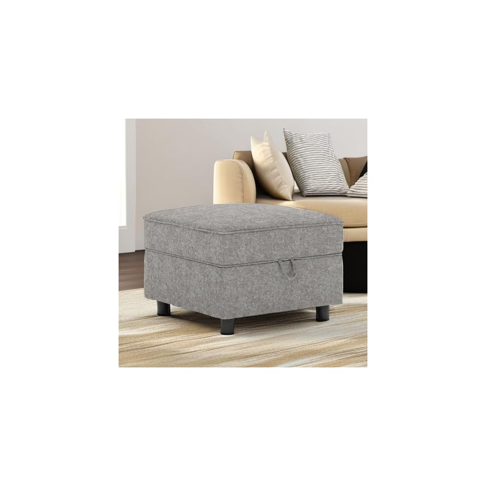 Ottoman Module for Modular Sectional Sofa, Storage Ottoman Footrest and Seat Cube for Living Room,Grey