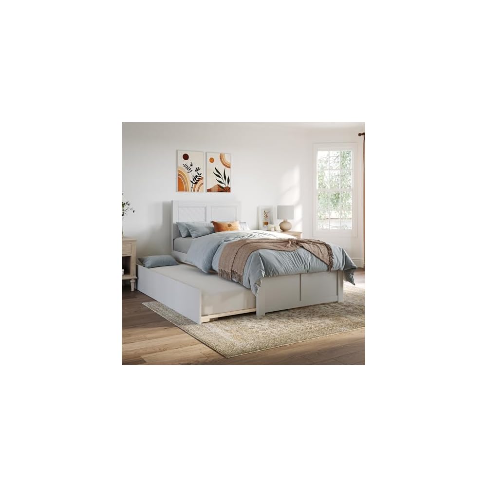 AFI, Canyon Twin XL Platform Bed with Footboard & Trundle, White