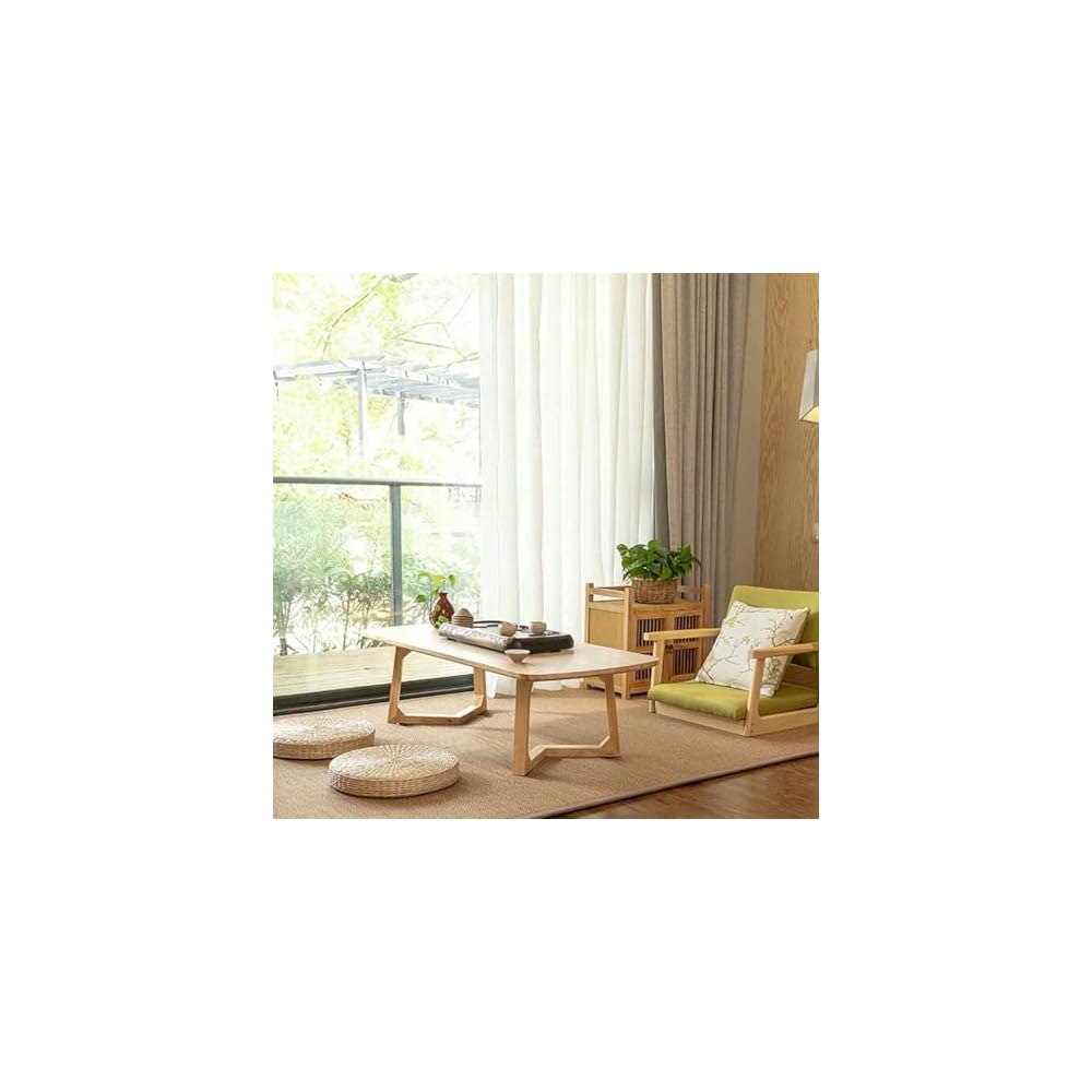 Solid Wood Legless Tatami Chair with Armrests & Backrest, Comfortable Floor Cushion, Low Footstool for Home Office Use