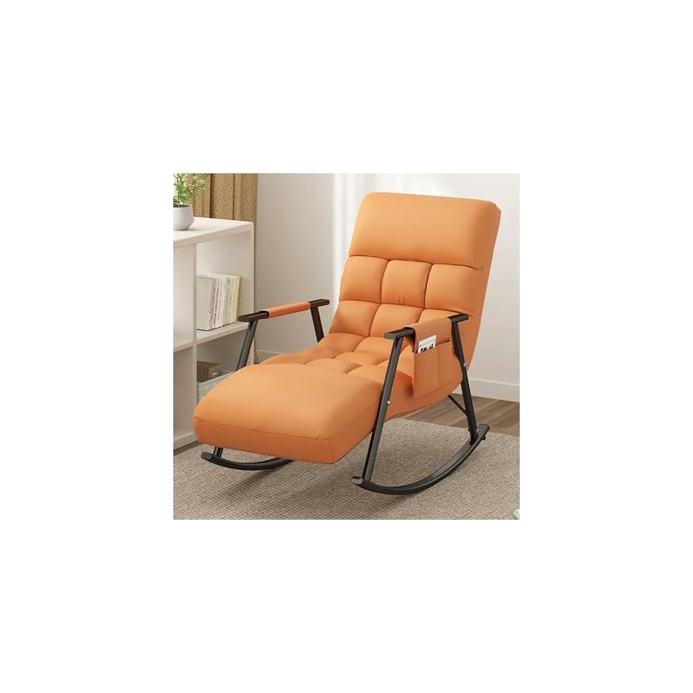 LSLYTQ Adjustable High Backrest Comfort Recliner Rocking Chair - Upholstered Recliner for Living Room and Bedroom - Relax Lounge Chair with Armrest Side Pocket