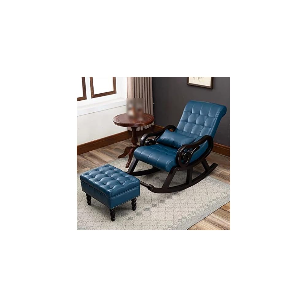 LSLYTQ Dark Green er Recliner Chair for Bedroom Living Room Ergonomic Single Lazy Rocking Armchair Upholstered