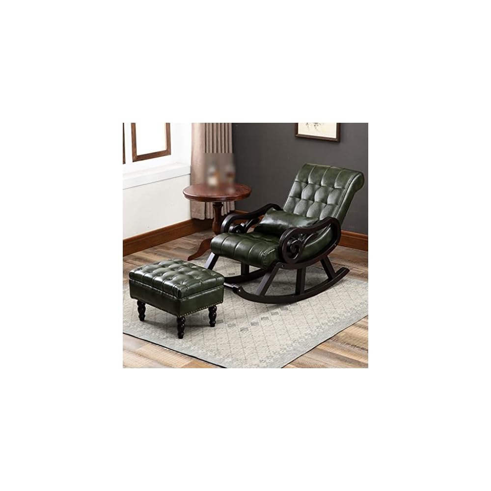 LSLYTQ Dark Green er Recliner Chair for Bedroom Living Room Ergonomic Single Lazy Rocking Armchair Upholstered