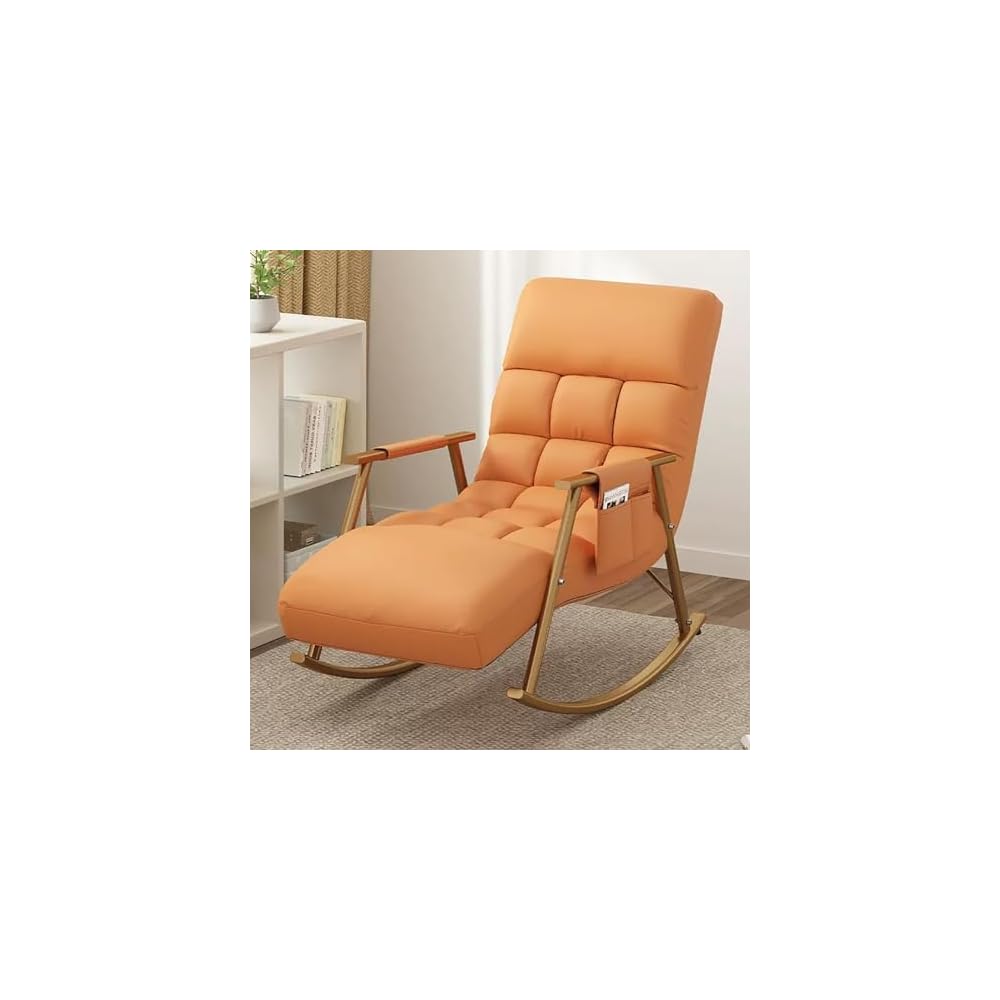 LSLYTQ Adjustable High Backrest Comfort Recliner Rocking Chair - Upholstered Recliner for Living Room and Bedroom - Relax Lounge Chair with Armrest Side Pocket
