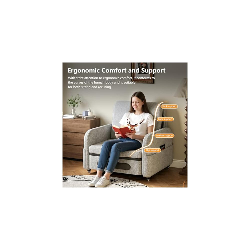 34.6" Pull Out Sofa Bed, Futon Sleeper Couch with Trundle