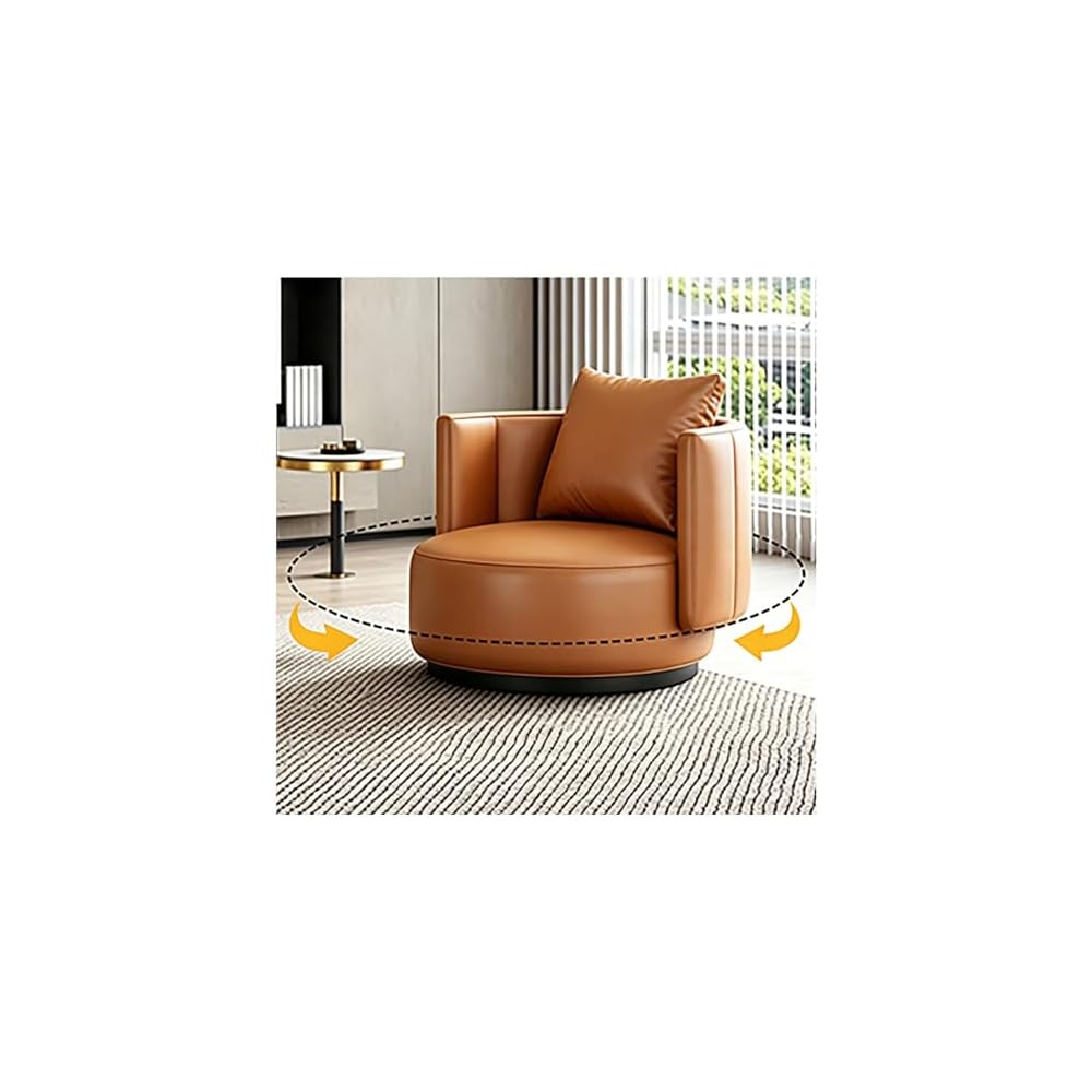 Lounge Chair Luxury Nordic Style Leather Single Sofa Mid-Century Armchair Backrest High-Density Sponge Modern Swivel Accent Sofa for Hotel Club Sales Office Living Room Balcony Meetings (Fixed)