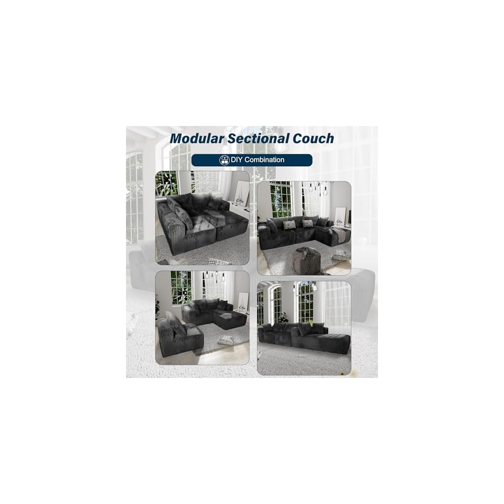 Ribilake 101" Dark Grey Boneless Couch