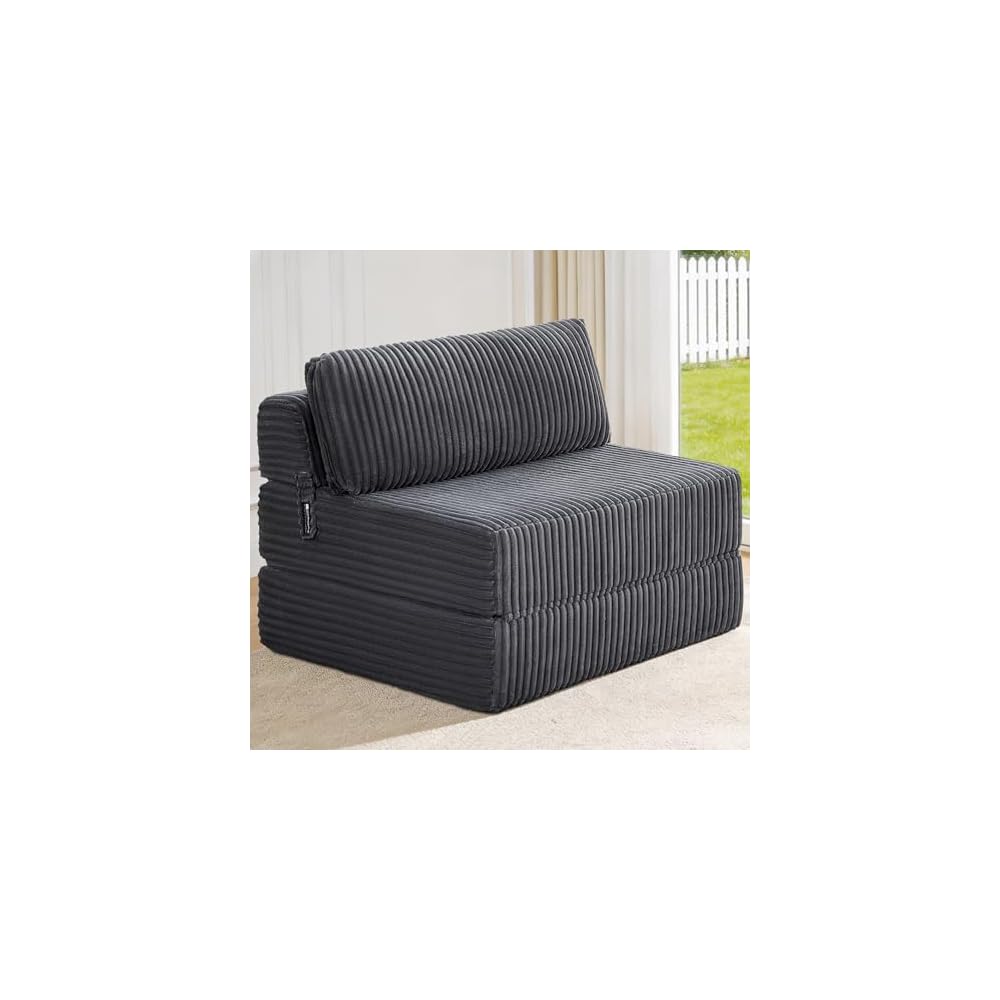 Folding Sofa Bed Convertible 4 in 1 Sleeper Chair Gray Twin