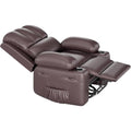 GarveeHome Leather Recliner Chair, Manual Recliner w/Comfortable Arms and Cup Holders for Living Room CF8011 - Brown, Medium