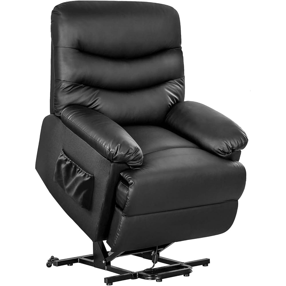 PU Leather Electric Power Lift Recliner Chair Sofa Home Leisure Recliner Chair for Elderly People with Remote Control, 32"x 39"x 40.7", Black
