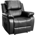 Power Recliner Chair with Massage and Heat PU Leather Electric Chair 8 Point Massage Lumbar Heat Ergonomic Recliner Sofa (Black)
