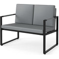 GIANTEX Modern Loveseat Sofa, 2-Seater Sofa with Solid Metal Frame & Removable Back Cushions, Spacious Seat & Supportive Armrests, Indoor Couch for Living Room, Bedroom, Office (Gray)