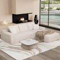 96" L Shaped Modular Sectional Sofa, Boneless Cloud Couch with Deep Seat Chaise, Compressed Memory Foam Corduroy Sofa, No Assembly, 3 Seater Couch for Living Room, Apartment, Bedroom, Beige