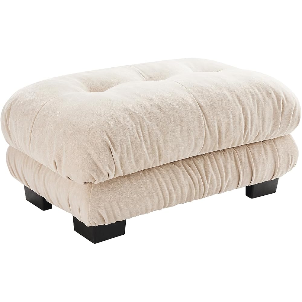 Beige Ottoman for Modular Sectional Sofa, Single Sofa, Ottoman Seat for Convertible Sectional, Chenille Sofa Couch for Living Room, Bedroom, Apartment