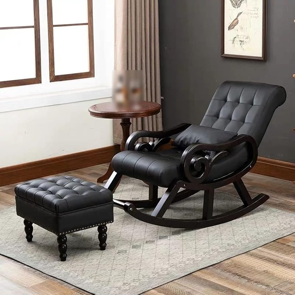 LSLYTQ Dark Green er Recliner Chair for Bedroom Living Room Ergonomic Single Lazy Rocking Armchair Upholstered