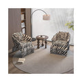 Zebra Pattern Fabric Single Lounge Chair Accent Armchair Curved Back Cushion