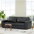 KISLOT 89" Sofa Couch for Living Room Faux Leather Upholstered Couch with Deep Seats and Wide Armrests 3 Seater Comfy Sofa with Cup Holders, USB & Type-C Ports, Spring Cushion, Solid Wood Frame Black