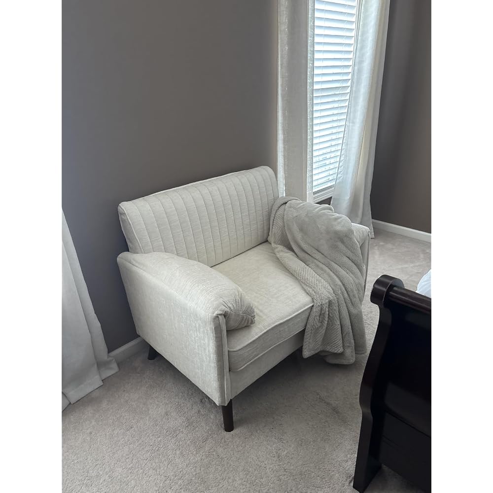 Modern Oversized Accent Reading Chair for Living Room, 43", Chenille, Beige