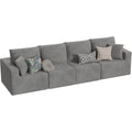 JUMMICO Boneless Couch with Deep Seat and Ottoman, Modular Sectional Sofa with Body Support, Corduroy Couches for Living Room, Apartments, Bedroom, No Assembly Required (Gray, Four Seater)