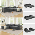 ivoros 108" Modular Sectional Sofa,Futon Convertible Sofa Bed,Oversized Corduroy Boneless Couch for Living Room,Floor Loveseat Sleeper with Pull Out Bed,Free Combination,No Assembly Required (Grey)