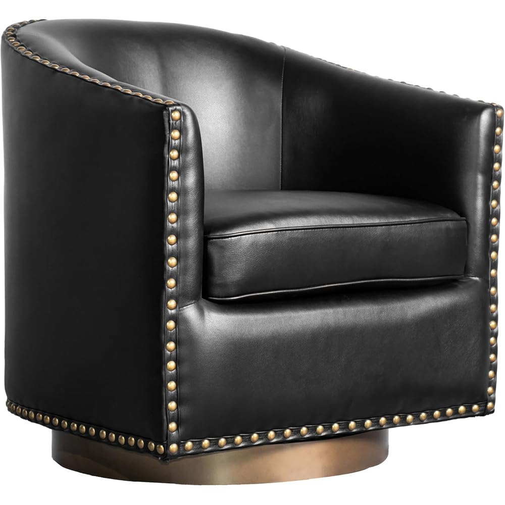 Flash Furniture Commercial LeatherSoft Swivel Barrel Armchair, Black