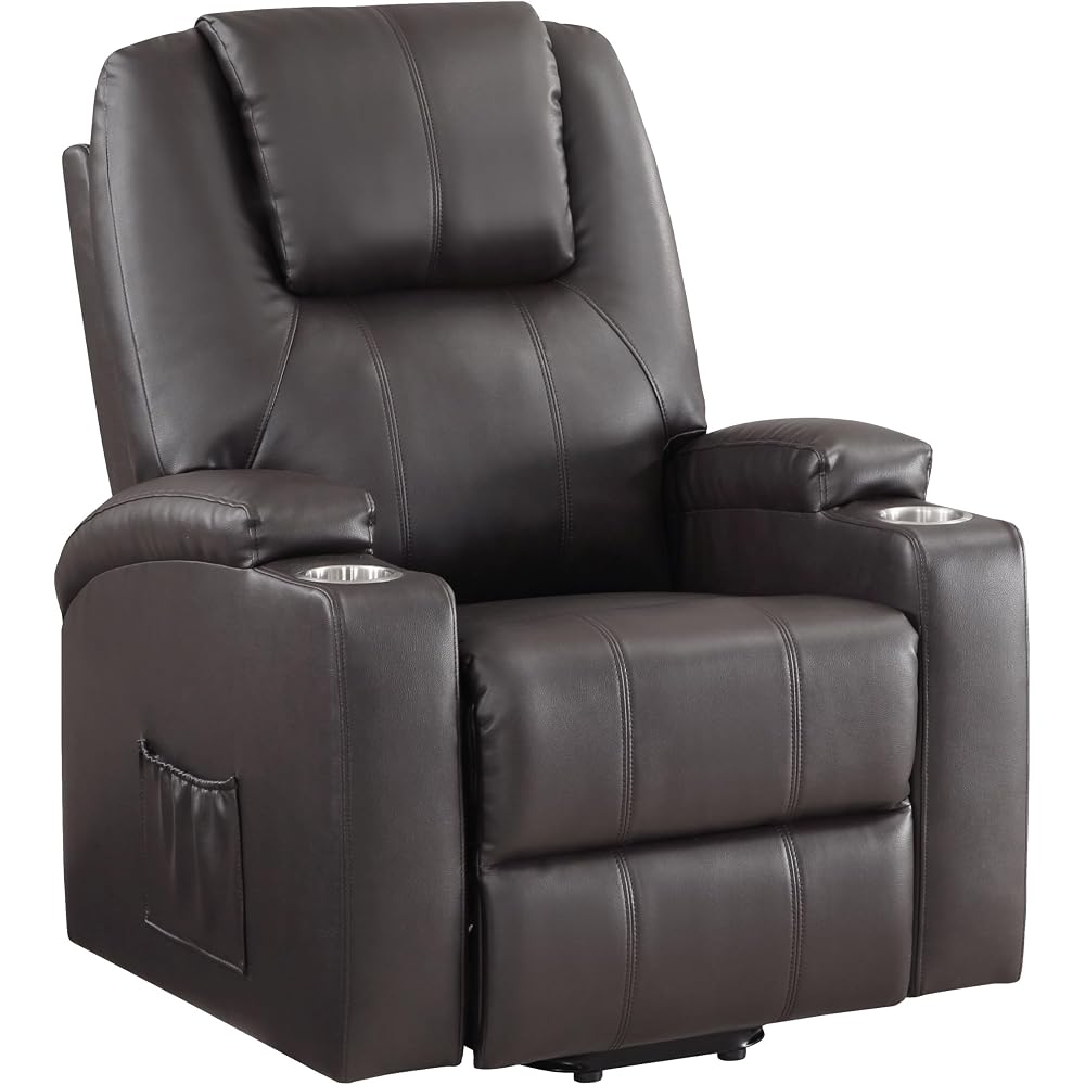 Acme Evander Upholstered Recliner with Power Lift in Brown