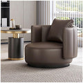 Lounge Chair Luxury Nordic Style Leather Single Sofa Mid-Century Armchair Backrest High-Density Sponge Modern Swivel Accent Sofa for Hotel Club Sales Office Living Room Balcony Meetings (Fixed)