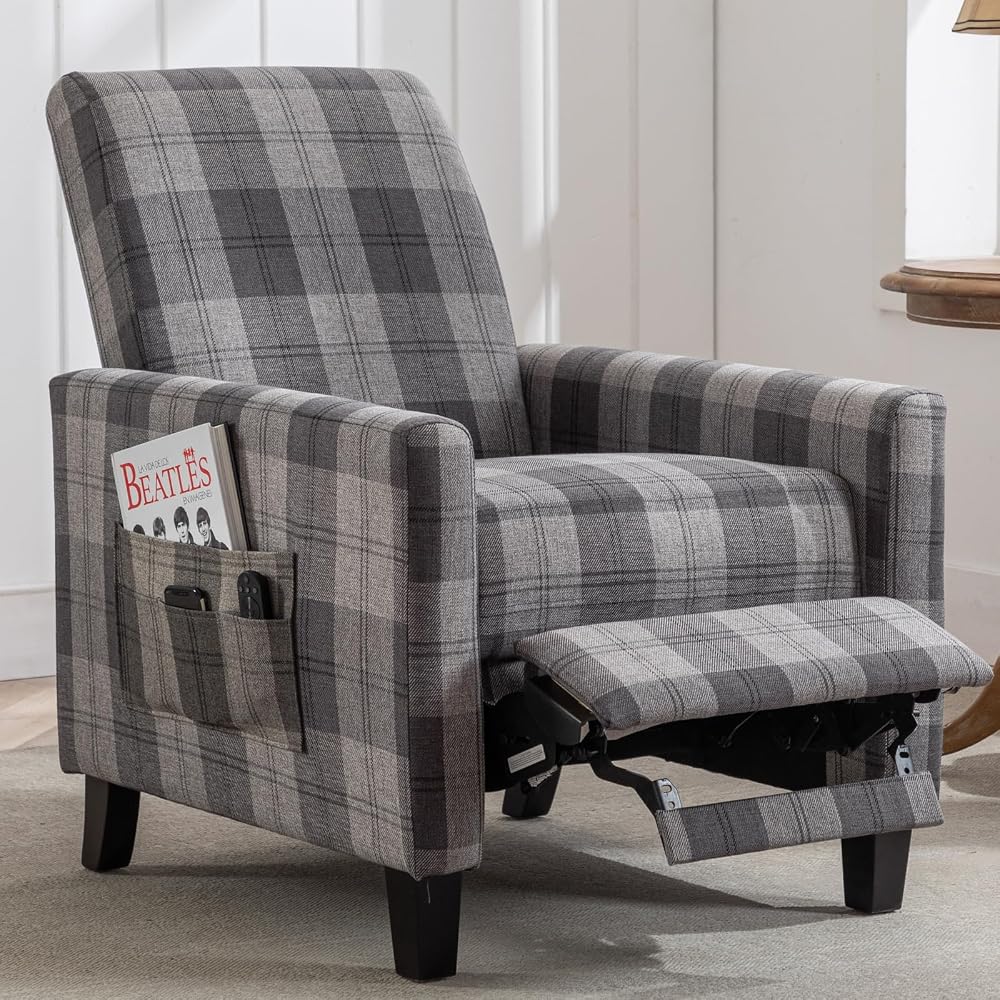 Modern Armchair Recliner - 150° Adjustable Backrest, Ergonomic Support, Easy Assembly | Stylish Textile Accent Chair for Living Room, Bedroom, Office | Ideal for Relaxation and Comfort (Gray)