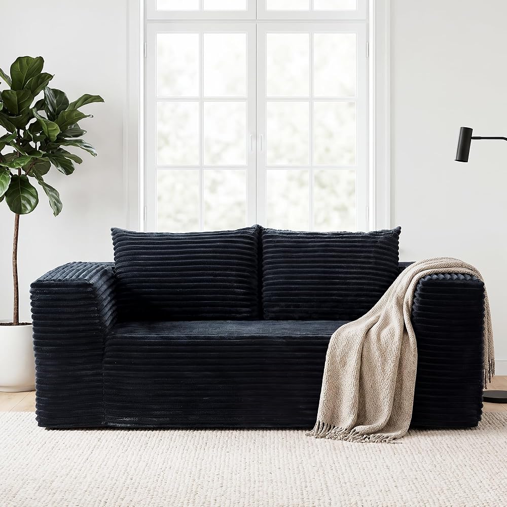 TeQsli Loveseat Boneless Sofa, 71" Memory Foam Sofa in a Box, Cloud Corduroy Deep Seat Couch, No Assembly Needed, Small Sofa for Living Rooms, Apartments & Offices