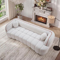 KEIKI 98.4" Compressed Sofa, 3 Seater Cloud Couch Corduroy Sofa, Tufted Couch with 2 Pillows Comfy Deep Seat for Living Room, Apartment, Office, White