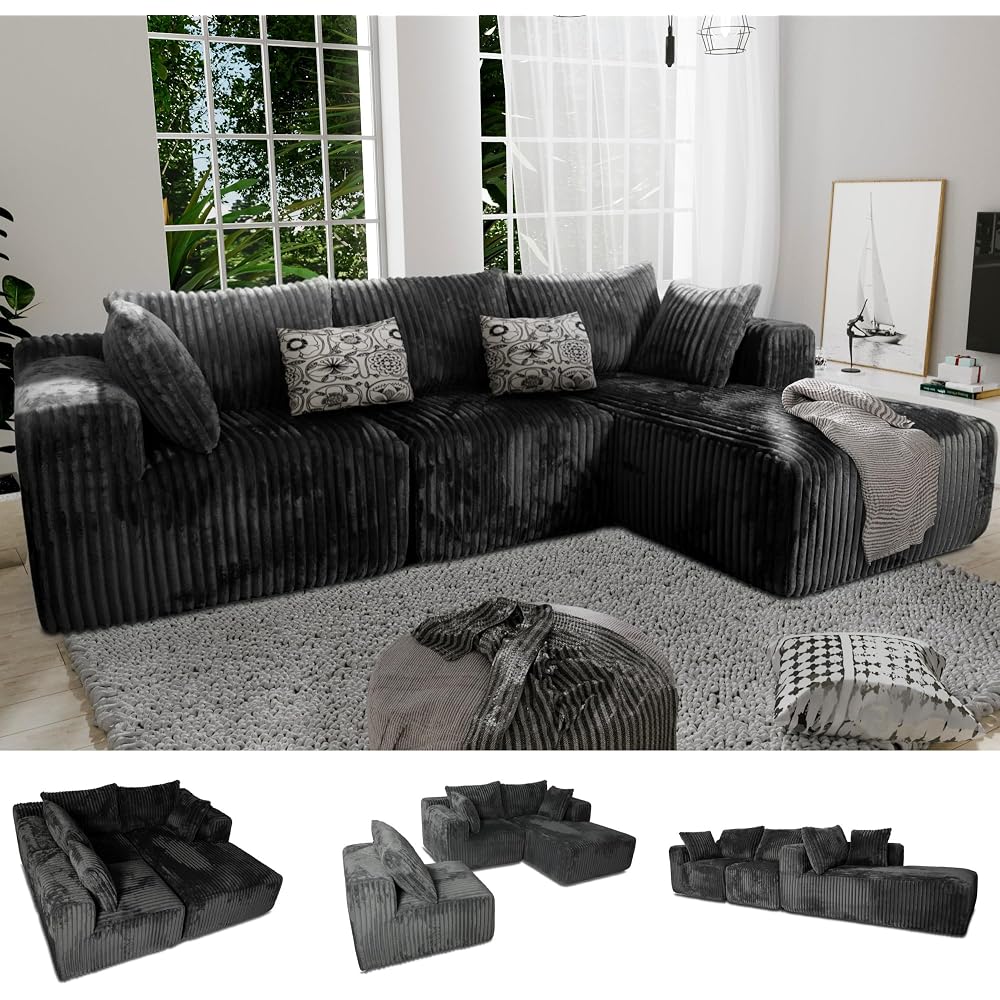 Ribilake 101" Dark Grey Boneless Couch