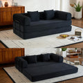 Convertible Sleeper Sofa Bed with Fixed-Shape Frame, Modern Corduroy Folding Boneless Couch with 2 Pillows, Comfy Floor Sofa Couch for Living Room, No Assembly Required, Black