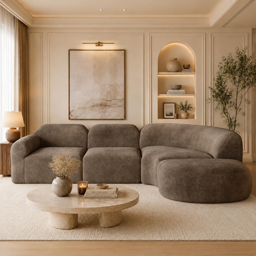 Merax 4-Seat Curved Modular Sofa, Fully Assembled Modern Couch