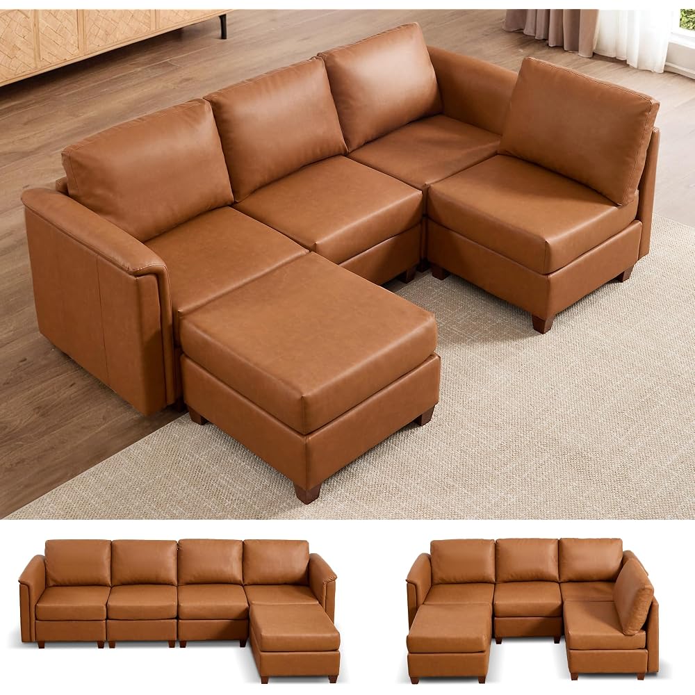 Modern Sectional Sofa,Faux Leather Modular Sectional Couchs with Storage