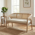 Christopher Knight Home Faritel Upholstered Loveseat Sofa with Rubberwood Frame, Comfy Living Room 2-Seater Sofa, Space-Saving Couch for Hotel/Apartment, Beige+Light Ash