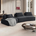 139" Modern Curved Sofa, Cloud Sectional Couch with Adjustable Backrest, Oversized Deep Seat Compressed Couch for Living Room Apartment, No Assembly Required, Chenille Fabric (Dark Grey)